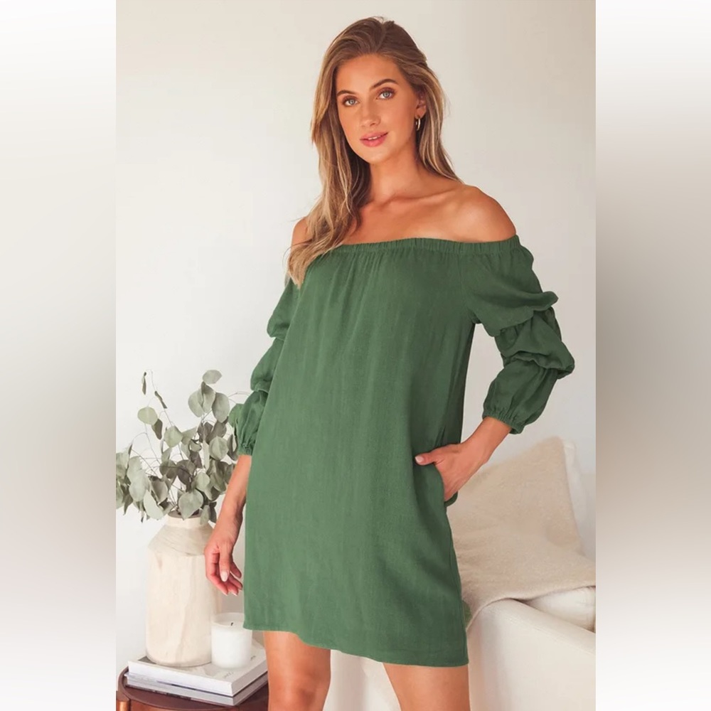 Lulu’s Off the Shoulder Puff Sleeve Mini Dress